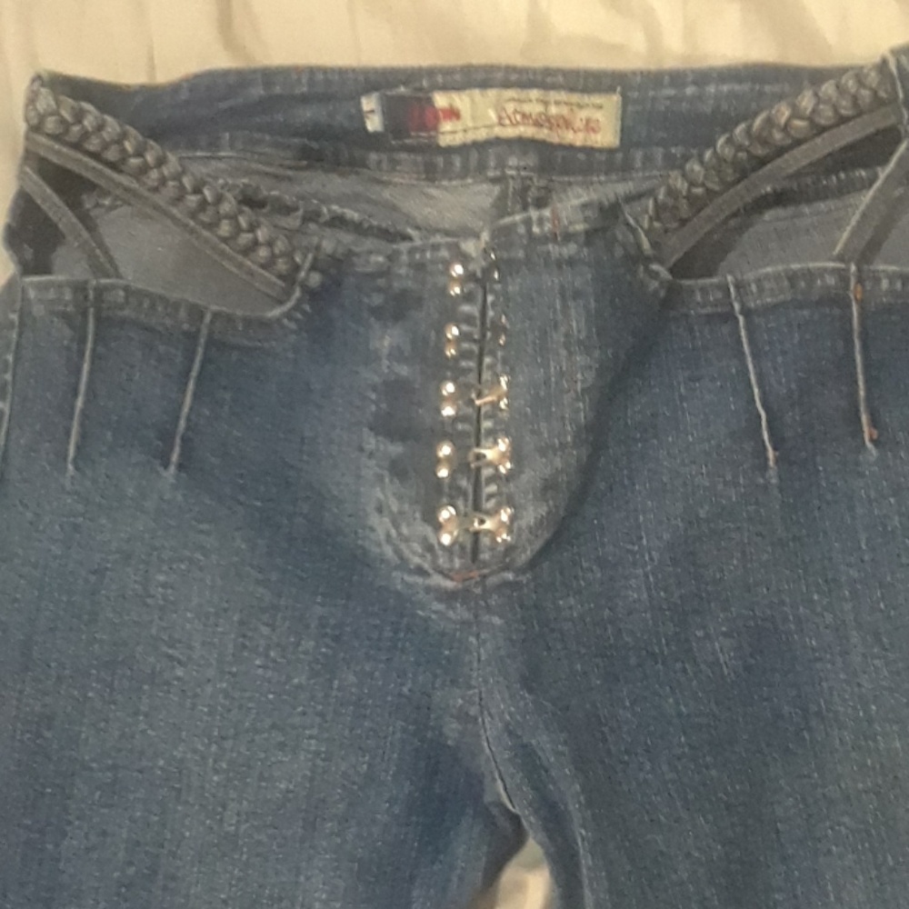 Brazilian cut out hip hook super low rise jeans M